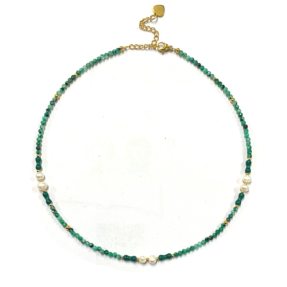 40g Weight Beads Pendant Material Necklace Classification Titanium Steel Chain Material 1 Piece Quantity Holiday, Daily Occasion natural stone, Freshwater Pearl, Titanium Steel Material Geometric Pattern Women's Gender Irregular, Chain Design Simple Style Style Simple Style Geometric Natural Stone Freshwater Pearl Titanium Steel Necklace In Bulk 25