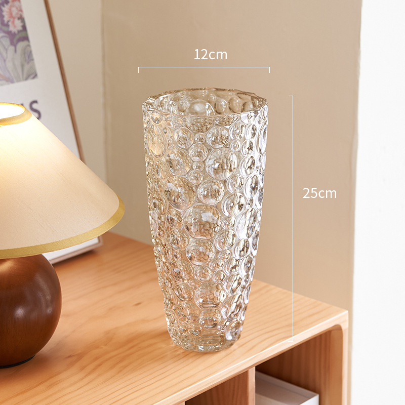 Ornamento de vasijas de alto nivel de lujo ligero vidrio de cristal transparente acuático flor floral decoración de la mesa de comedor