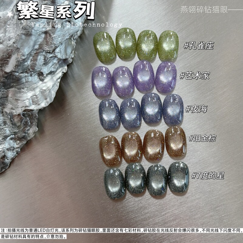 Yanling Starry Series Sparkling Diamond Cat Eye Nail Polish in Teardrop Gold Brown, Artist's Fine Glitter High Shine Cat Eye Gel Polish Yanling Starry Series Sparkling Diamond Cat Eye Nail Polish in Teardrop Gold Brown, Artist's Fine Glitter High Shine Cat Eye Gel Polish