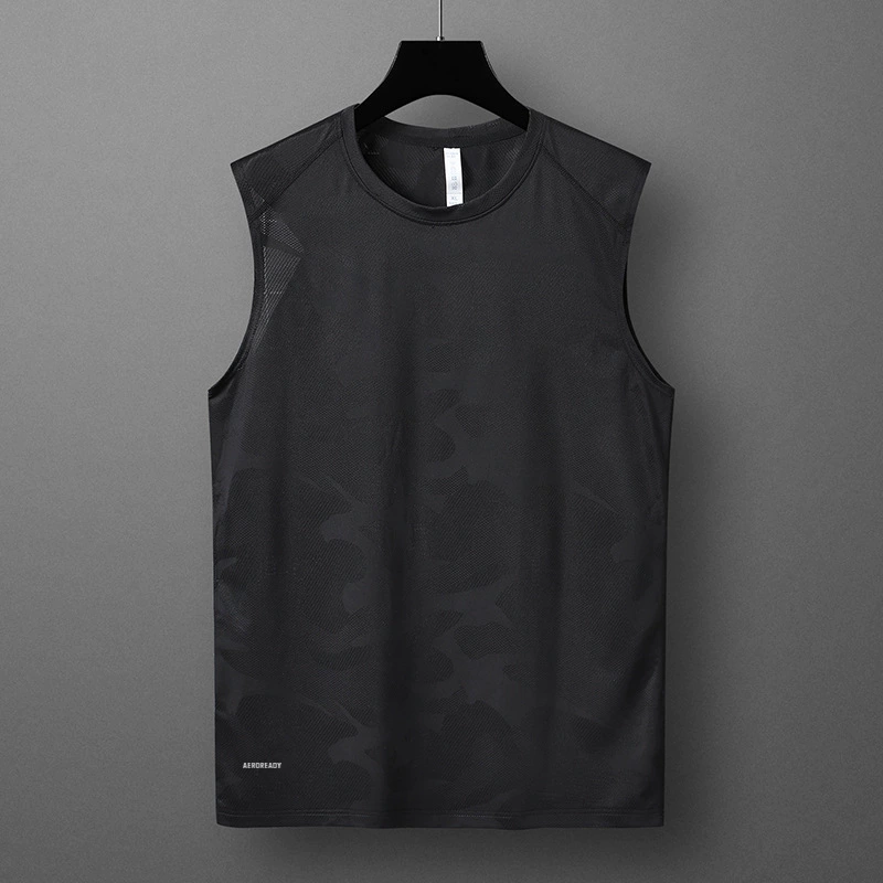 Высокая эластичная быстротушная спортивная фитнес плечо t топ мужской тонкий летний камуфляжный ледяной жилет футболка без рукавов