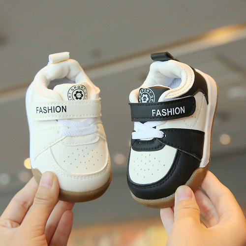 Spring and Autumn Baby Learning to Walk Shoes, Soft Sole Anti-Slip Boy Infant Board Shoes, Sports Magic Tape Girl's White Shoes Wholesale Price