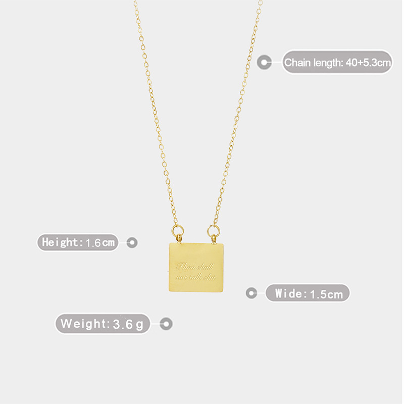 English Letters Lucky Letter Square Brand Necklace Titanium Steel Clavicle Chain display picture 5