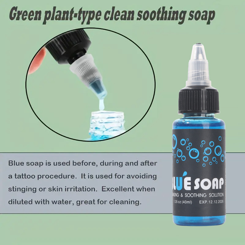 Transfronterizo azul algas tatuaje solución de limpieza de espuma desinfectante limpieza azul algas 40ML tatuaje suministros de limpieza tatuaje consumibles