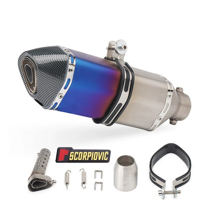 Motorcycle exhaust pipe: Motorcycle Modified Exhaust Pipe - medium-model-half-blue-imitation-carbon-head