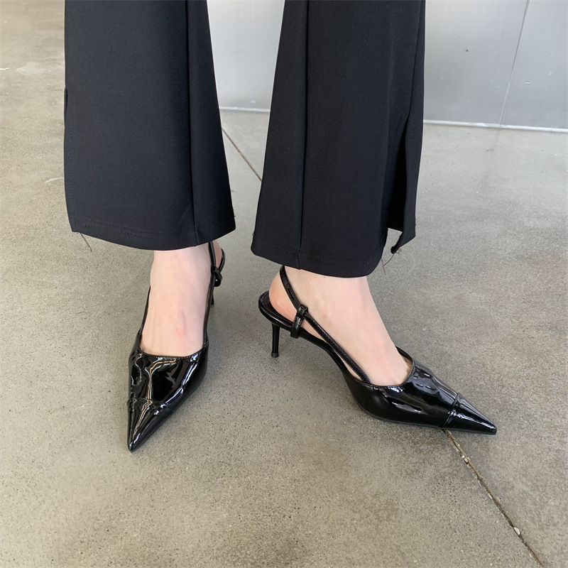 2024 nuovo autunno e l'estate scarpe a spillo francesi con punta a punta temperamento dorato sandali cavi con punta a punta per le donne tacchi alti_voghion.com