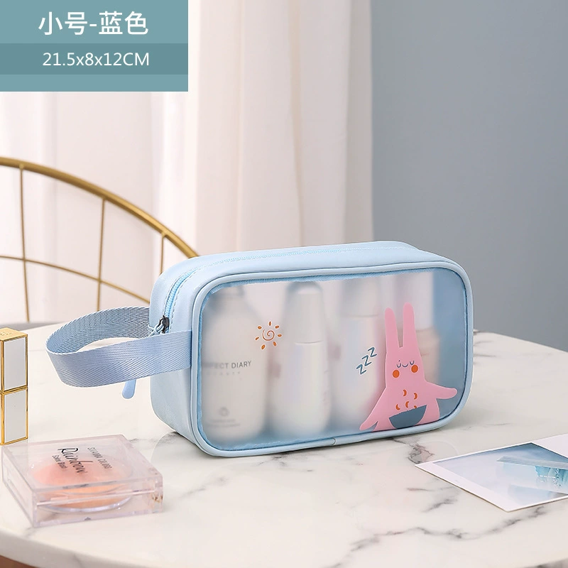 Матовая пластиковая косметичка Thesonxuan с мультяшным принтом, waterproof, PVC, большая вместительная дорожная ручная сумка