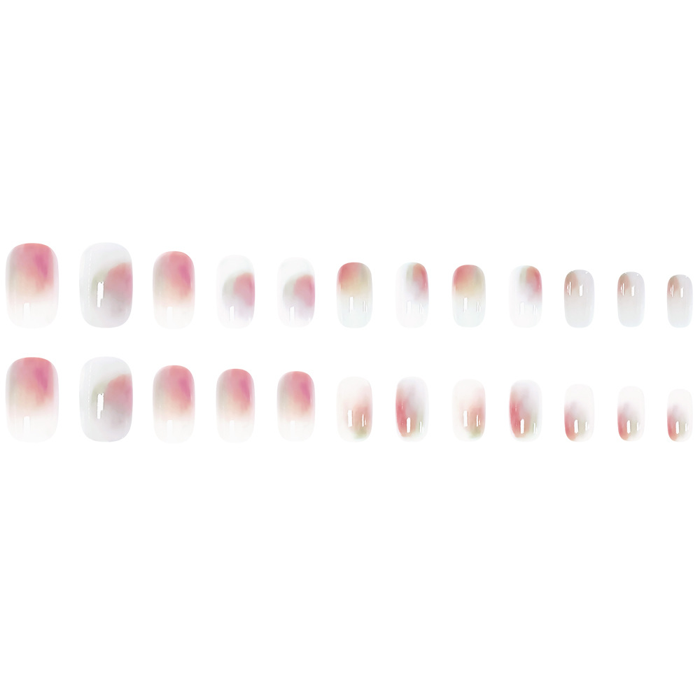 Comercio exterior mejor vendido otoño y invierno leche color té desgaste polvo de uñas blanco desvanecimiento de uñas falsas 24 piezas al por mayor piezas de uñas