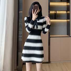 小个子针织连衣裙衣裙香风法式秋冬新品新款修身收腰时尚显瘦
