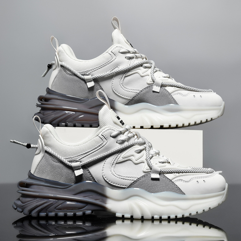 Papà peluche da uomo con suola spessa, altezza elevata, corsa casual, scarpe sportive, scarpe trendy da uomo riflettenti_voghion.com