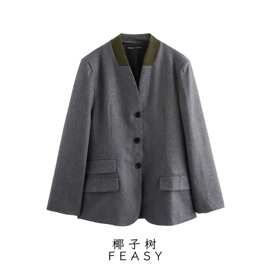 亚马逊跨境外贸欧美女装2024秋冬新款欧美风纯色西装外套西服