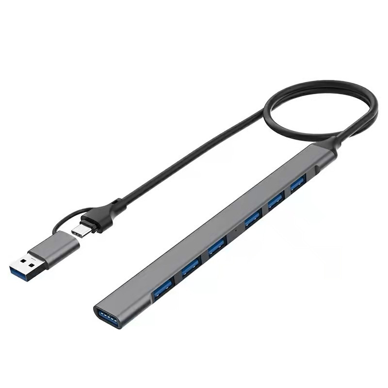 USB七口集线器7合2分线器电脑拓展坞Type-C/USB 3.0 7 Ports HUB