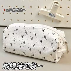 Ins高颜値かわいい少女学生化粧バッグ大容量文房具収納袋蝶結びペンケース鉛筆ケース