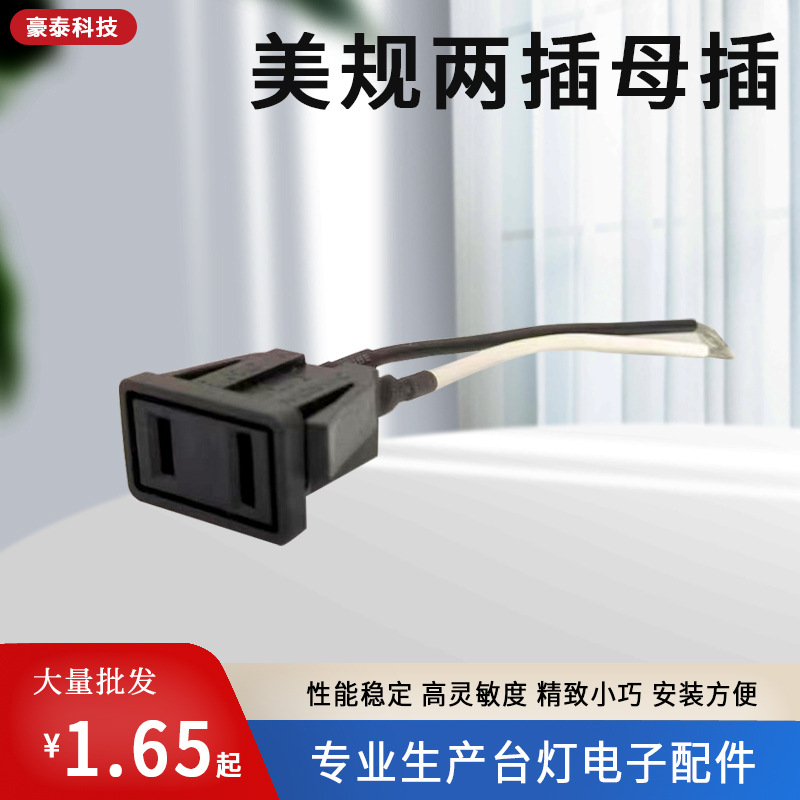 厂家直销美规两插亚马逊跨境台灯落地灯两孔插座母插110v充电插座