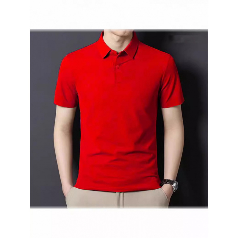 2024 verano de alta gama de hombres polo camiseta nueva delgada delgada camiseta de manga corta de negocios juvenil
