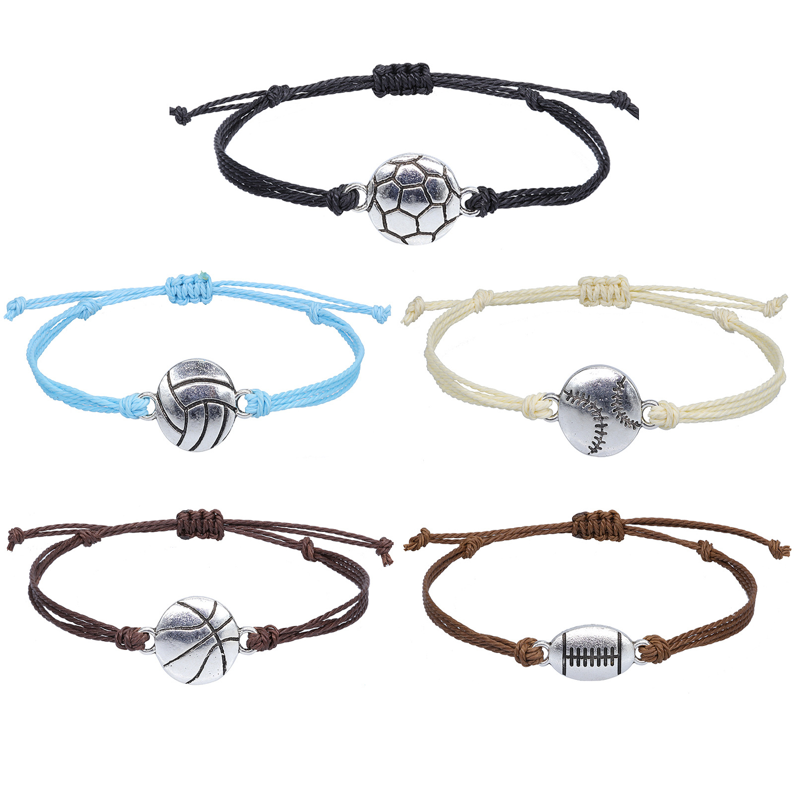 football waterproof woven volleyball baseball basketball bracelet