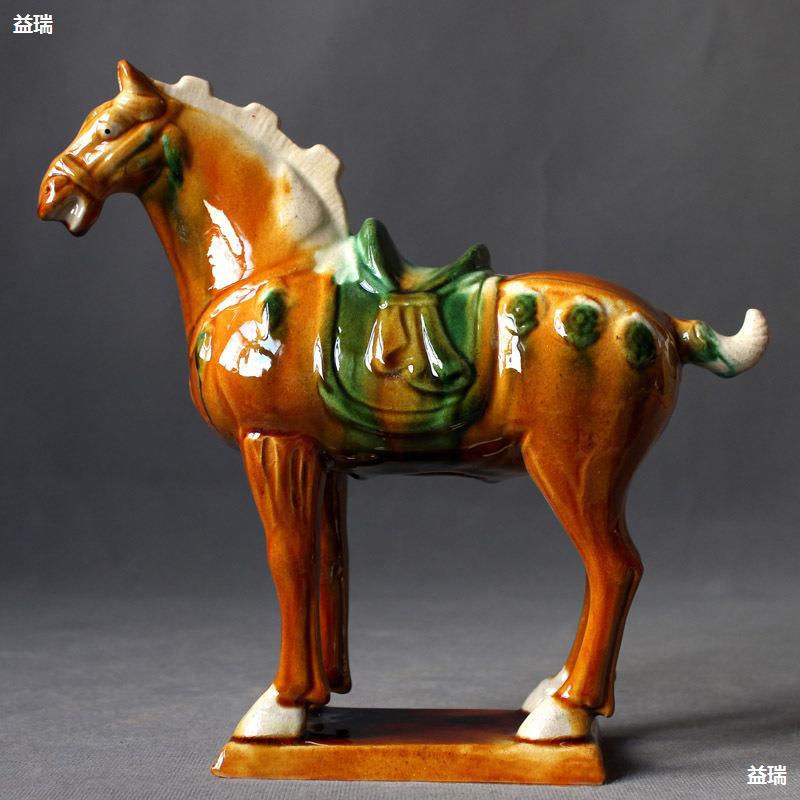 中式唐三彩陶瓷马骆驼摆件洛阳特色手工艺品家居客厅装饰礼品摆设