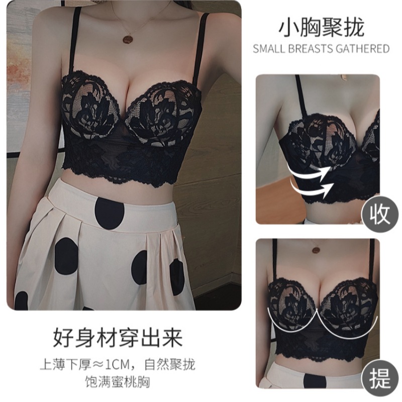 Ropa interior sexy pecho pequeño de las mujeres empujar hacia arriba gran soporte superior anti-flacidez colección de mama encaje sujetador ajustable traje de ropa interior