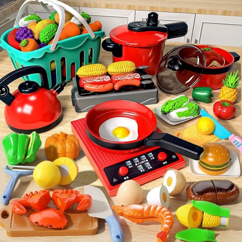 Детский игровой кухонный набор для ролевых игр для детей от 3 до 6 лет, для мальчиков и девочек, готовящих и режущих игрушечные кухонные принадлежности.