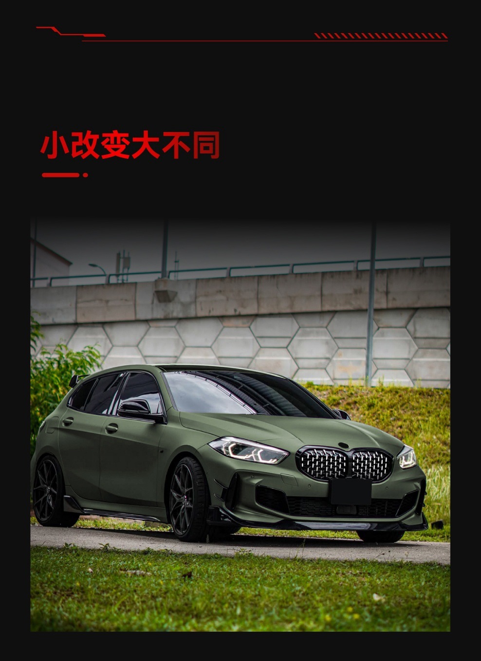 Suitable for 2019-2024 Bmw Bmw 1 Series F40 Gypsophila Streamer Grille All Black Silver Without Light Modification Parts