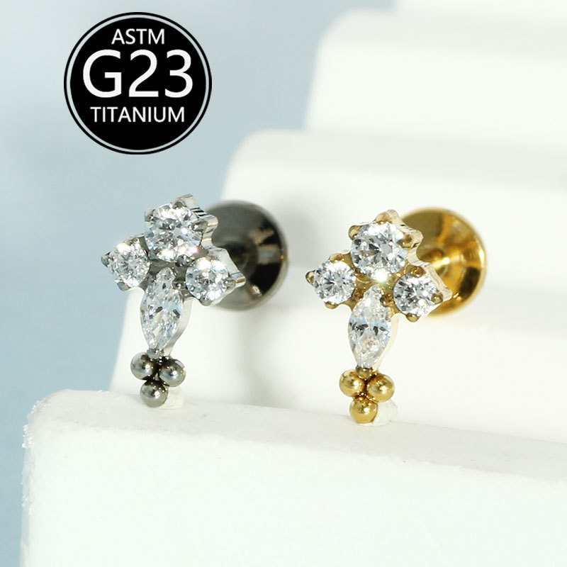 Pointed titanium steel lip stud product view