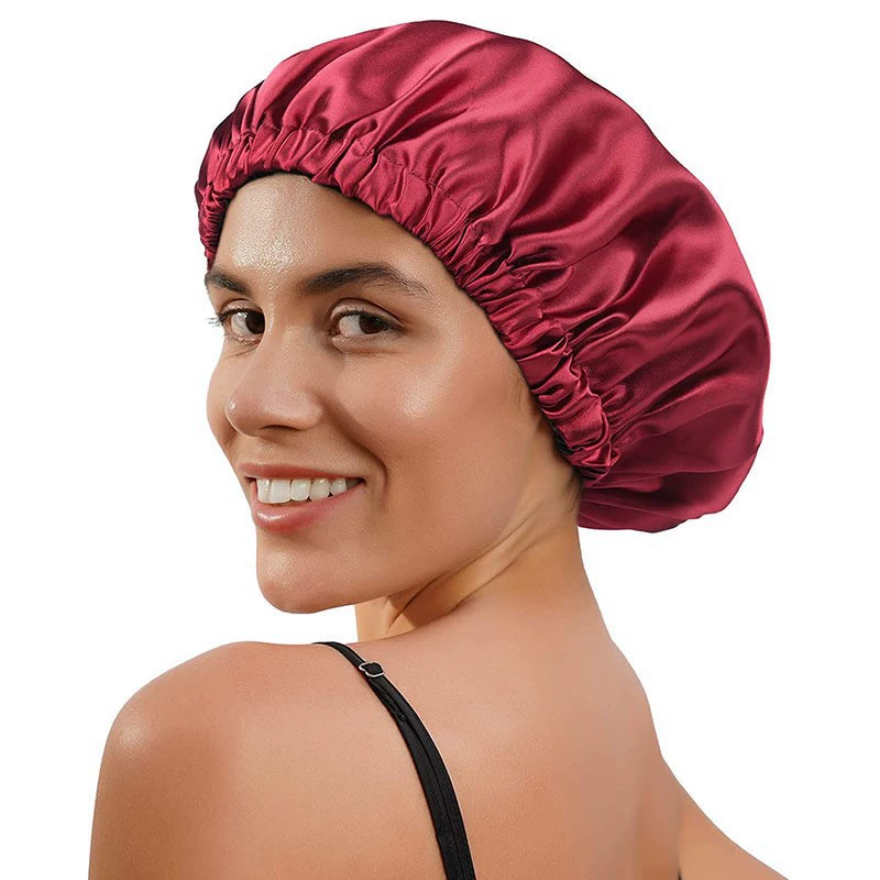 Сонная шляпа Saton двуслойная двусторонняя атласная ночная шапка,oversized регулируемая 33–34 см