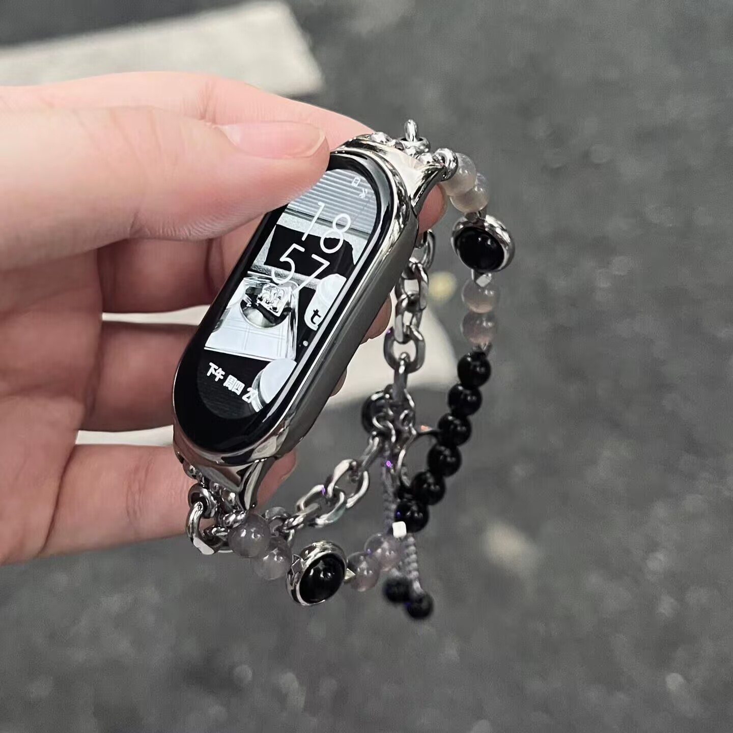 Suitable for Xiaomi Mi Band 9/8 Watch Strap Pearl Metal Watch Chain 7/6/5/4/3Nfc Niche Ins Steel Strap