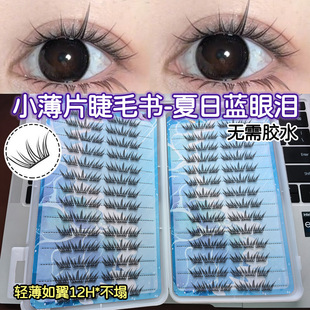 [Eyelash Book] Summer Blue Tears False Eyelashes Segmented Small Thin Curly Single Cluster Makeup Artist Recommended False Eyelashes