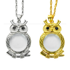 Cross-border foreign trade Mother's Day elderly gift magnifying metal sweater chain pendant necklace 6 times magnification to read small characters