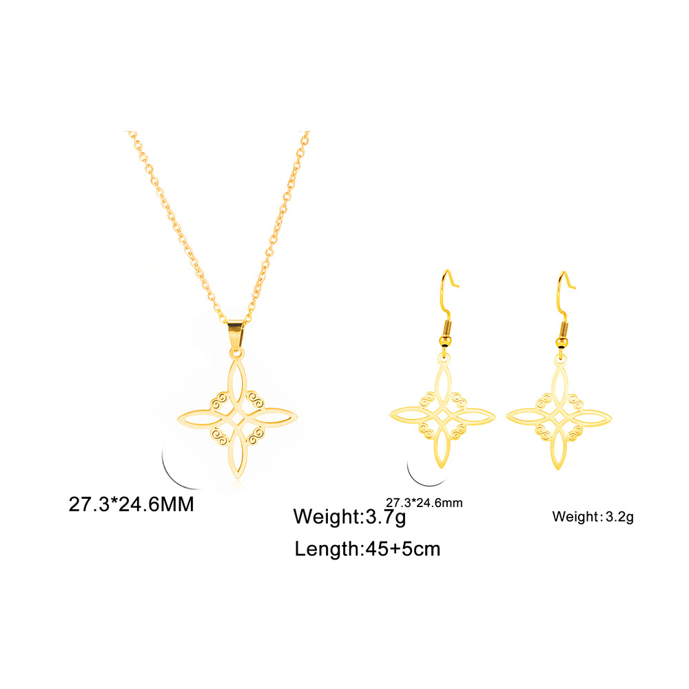 Comercio exterior exportado a Europa y América Venta caliente bruja nudo en forma de S collar pulsera pendientes anillo combinación corte traje de acero inoxidable