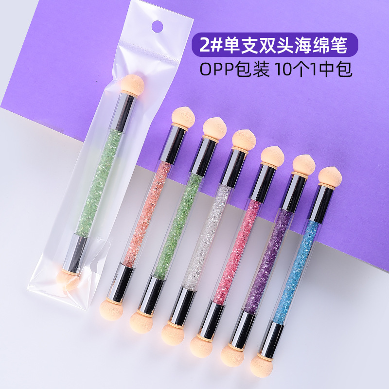 Manicura de doble cabeza esponja pluma traje gradiente floreciente herramientas de manicura pluma 6 gradiente pluma punto color pluma sello pluma