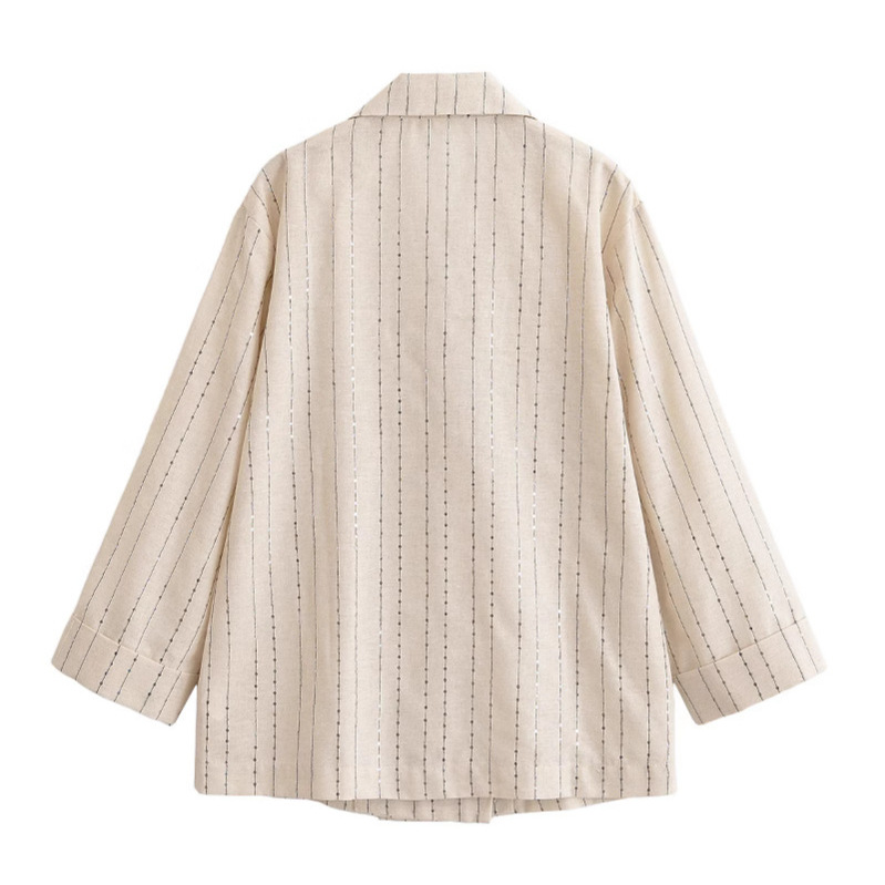 GraceChic Za Cross-Border Women's New Set Blazer + Sequin Striped Casual Pants_voghion.com