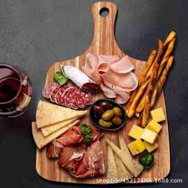 木质带把手熟食托盘家用芝士奶酪板派对聚会点心木托盘披萨盘木制