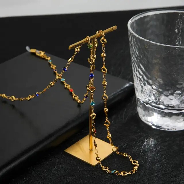 Bohemian Style Fashion Women's Colorful Beaded Glasses Chain Frame Metal Glasses Rope Neck Strap Sunglasses Lanyard