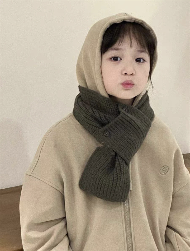 Sciarpa per bambini Moda invernale Instagram bavaglino per neonati con bottoni lavorati a maglia per bambini e bambine_voghion.com