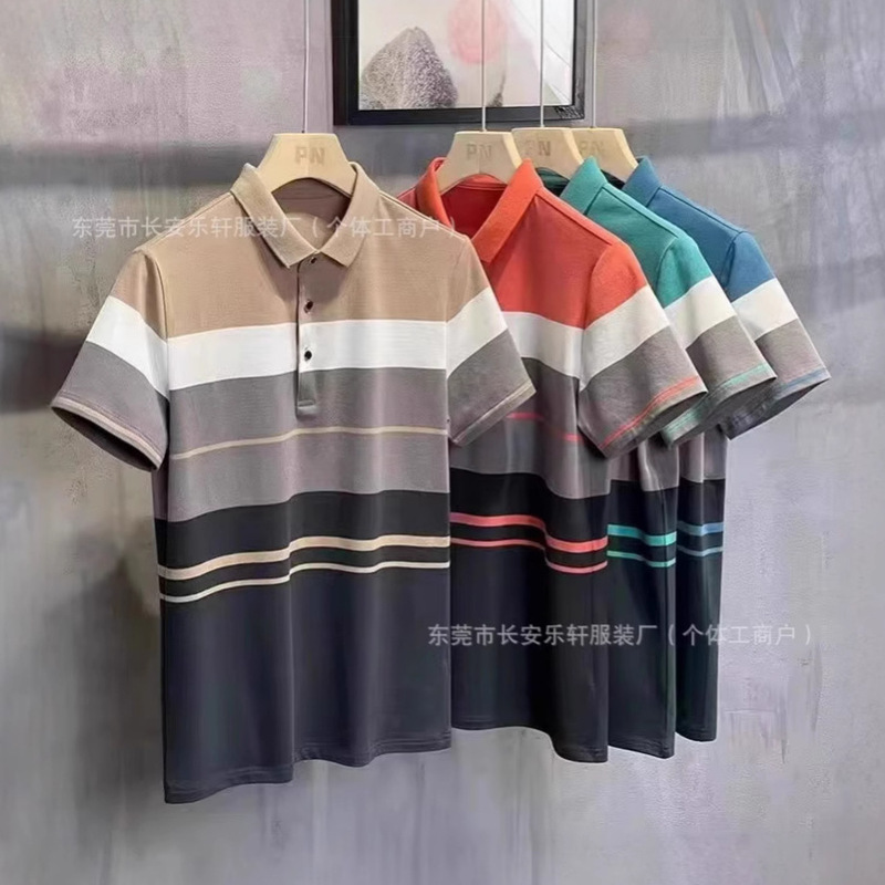 Cross-border foreign trade wholesale cheap export Polo shirt middle-aged men's lapel short sleeve overalls men's polo shirt