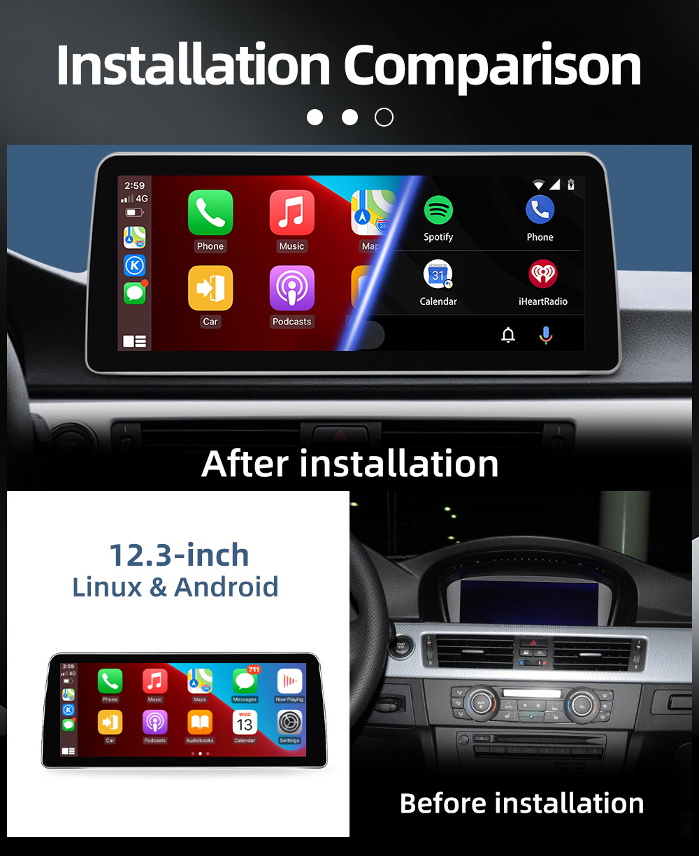 Car Navigation Large Screen Suitable for Bmw 3 Series E90 E91 E92 E93 2005-2012 Bluetooth Carplay