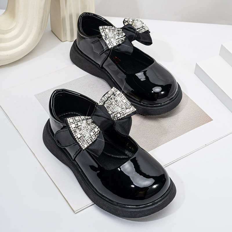 Детские кожаные туфли для девочек, весна-осень 2025, новая модель, туфли Мэри Джейн, принцесса, мягкая подошва, детские удобные балетки с бантом