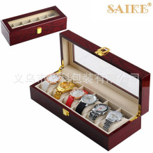 厂家现货批发6位钢琴漆木质手表盒子高光喷漆手表收纳盒手表箱