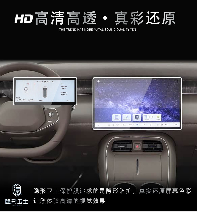 Suitable for the Interior Display Screen Protection Tempered Film of the Arcfox V9 Central Control Navigation Instrument, Car Interior Decoration Accessories