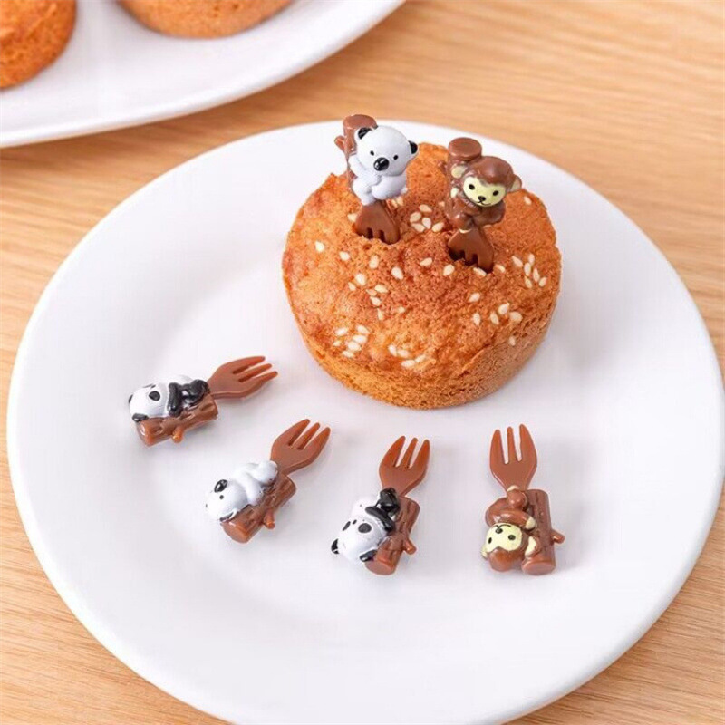 Japón hogar dibujos animados horquilla de fruta creativa para niños animales lindos horquilla de fruta de plástico set Bento stick