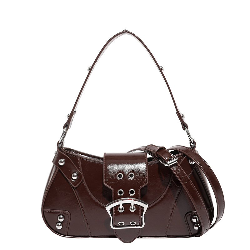 Bolso de locomotora de mujer nueva moda transfronteriza bolso de hombro remachado de moda alta textura exquisita versátil bolso de hombro