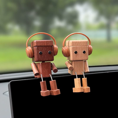 leg-shaking wooden figurine, creative car Car ornaments