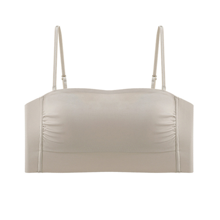 Simple brillante sentido cero cómodo sin costura pequeña Correa ropa interior sin anillo de acero fino sin anillo de acero tubo superior sujetador 6017