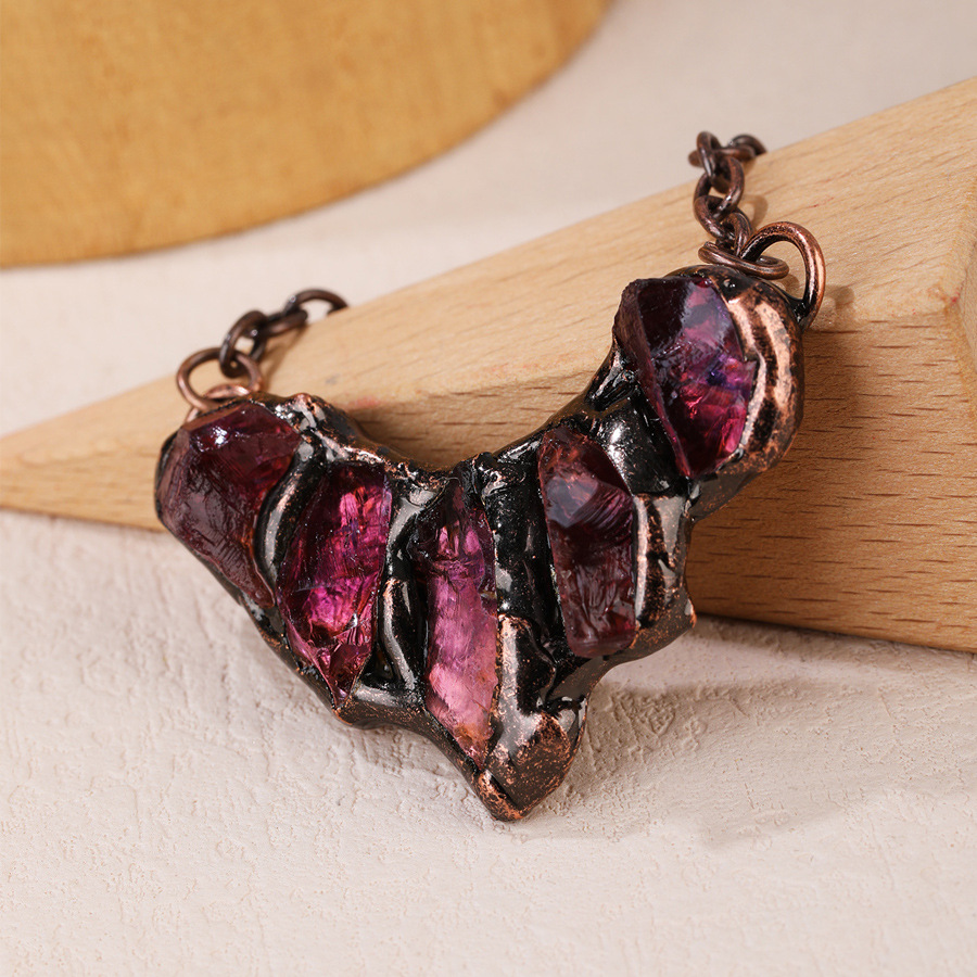 30g Weight Wholesale Jewelry Retro Ethnic Style Geometric Copper Crystal Handmade Inlay Necklace Cable Chain