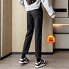 Woolen fleece velvet trousers for leisure, increased thickness, fitted, high waist