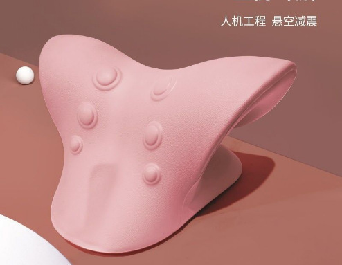 スポット卸売 c 字型頸椎牽引枕マッサージャー EVA 素材弾性ストレッチネック枕紫色の頸椎枕理学療法|undefined