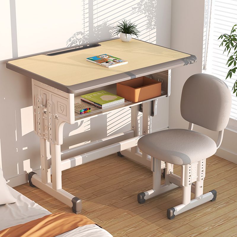 School-Style Children's Desk Writing Desk Study Adjustable Desk and Chair for Primary and Secondary School Students Study Training Class Tutoring Desk