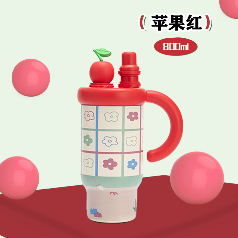 新款大容量保温杯高颜值车载女生巨无霸不锈钢吸管保温杯|undefined
