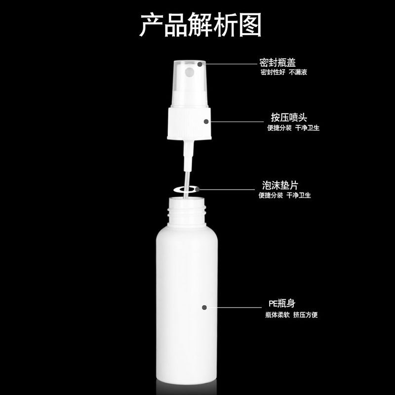 卸売 30 ミリリットル 100mlpe 白いプラスチックスプレーボトル実験液体小さなスプレーボトル詰め替えファインミスト空ボトル|undefined
