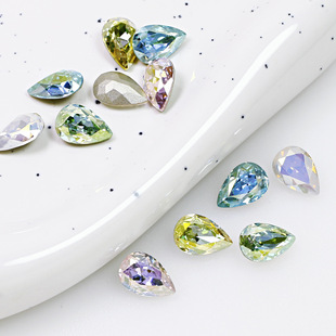Dongzhou Crystal K9 coated diamond DIY jewelry accessories water drop pointed bottom drill color colorful nail drill new wholesale